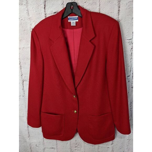 Pendleton 100% Virgin Wool Classic Red 2 Buttons Blazer Women’s Sz 8 N Medium Vi - Picture 1 of 5